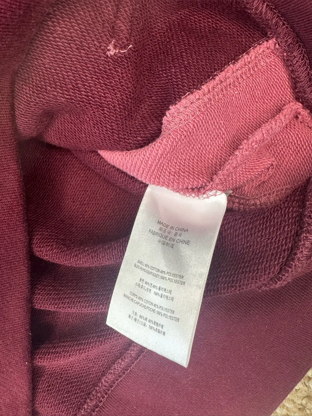 Hooey Men’s Pullover Hoodie Size L Burgundy Striped Logo Pocket Cotton Blend